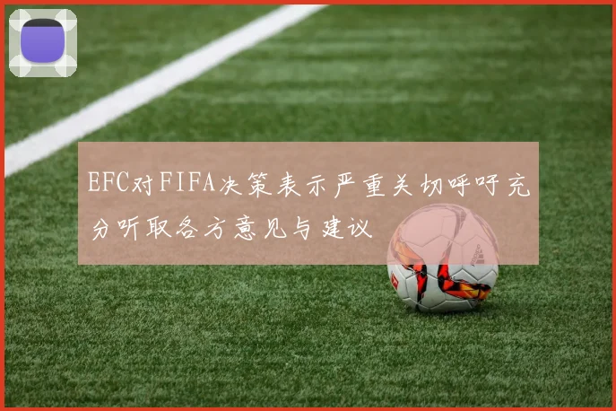 EFC对FIFA决策表示严重关切呼吁充分听取各方意见与建议
